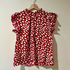 Red and White Ruffle Top Size S